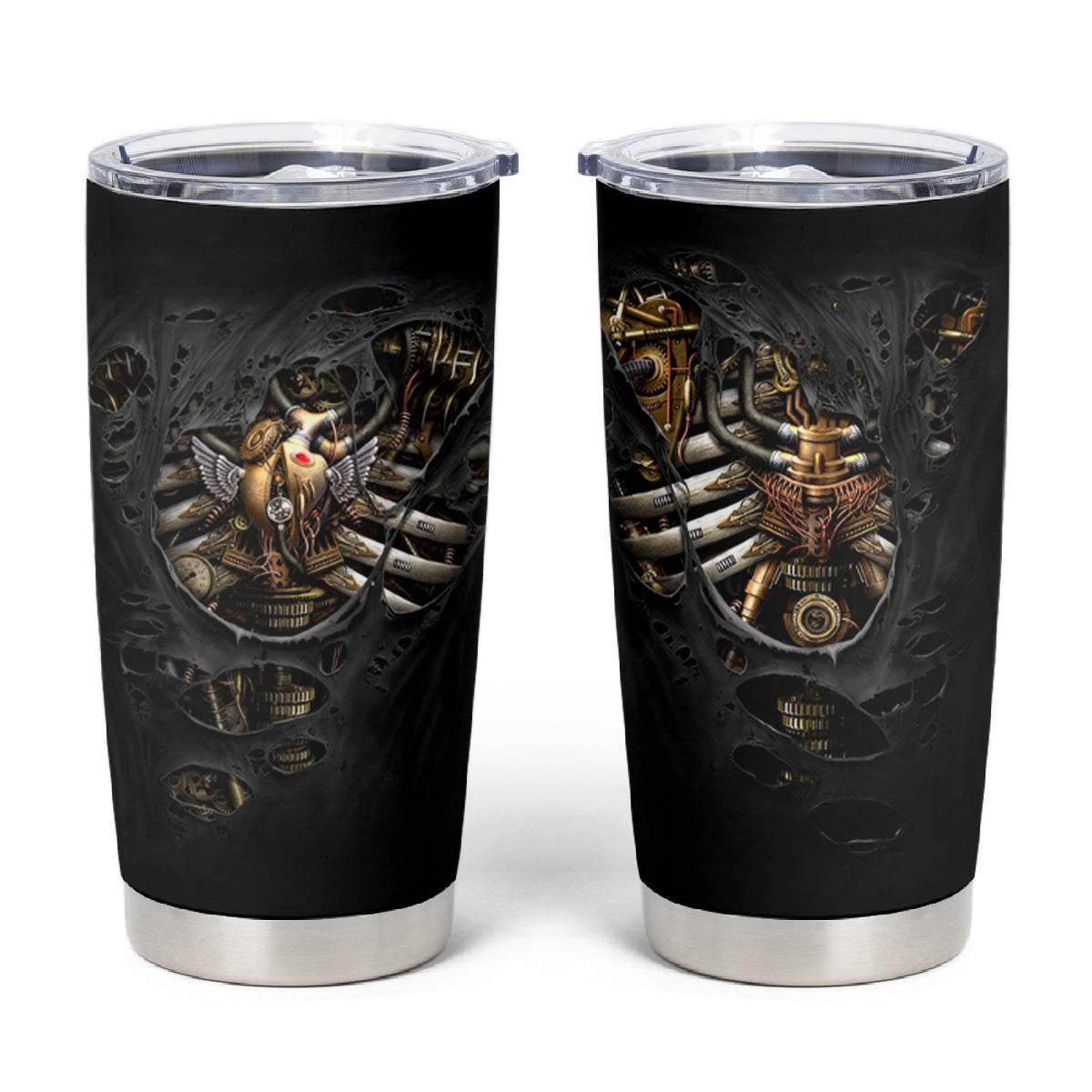 Skull Tumbler Cup Skeleton Steampunk Heart Inside - Wonder Print Shop