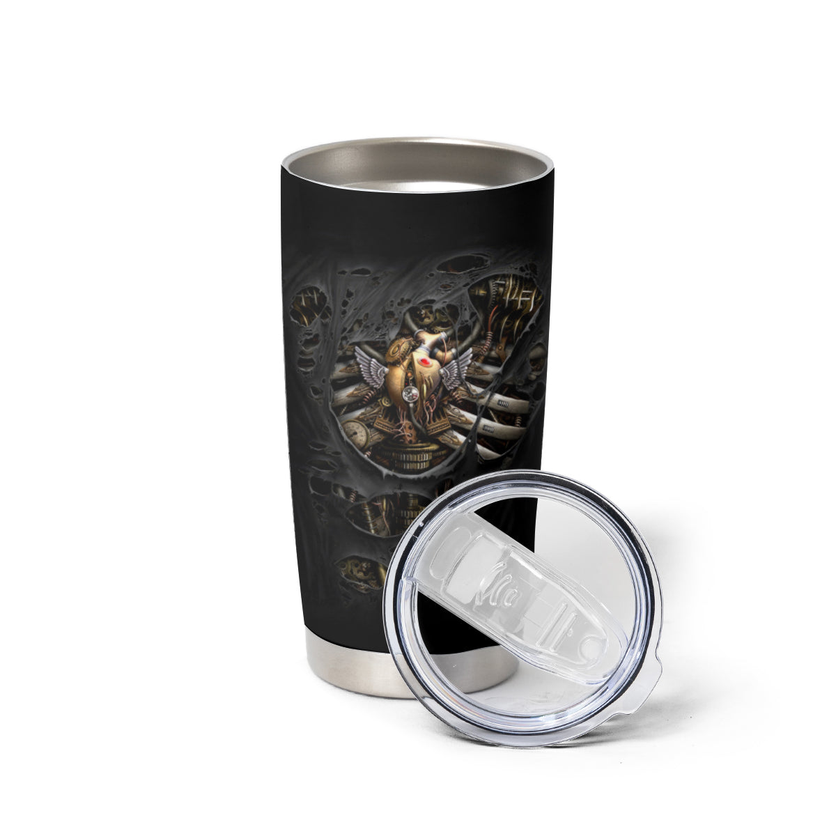 Skull Tumbler Cup Skeleton Steampunk Heart Inside - Wonder Print Shop