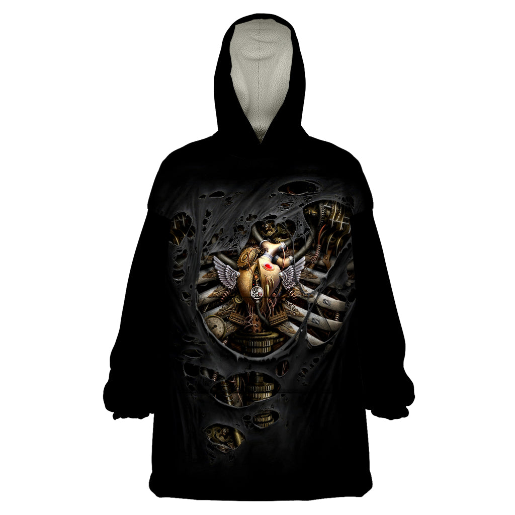 Skull Wearable Blanket Hoodie Skeleton Steampunk Heart Inside - Wonder Print Shop