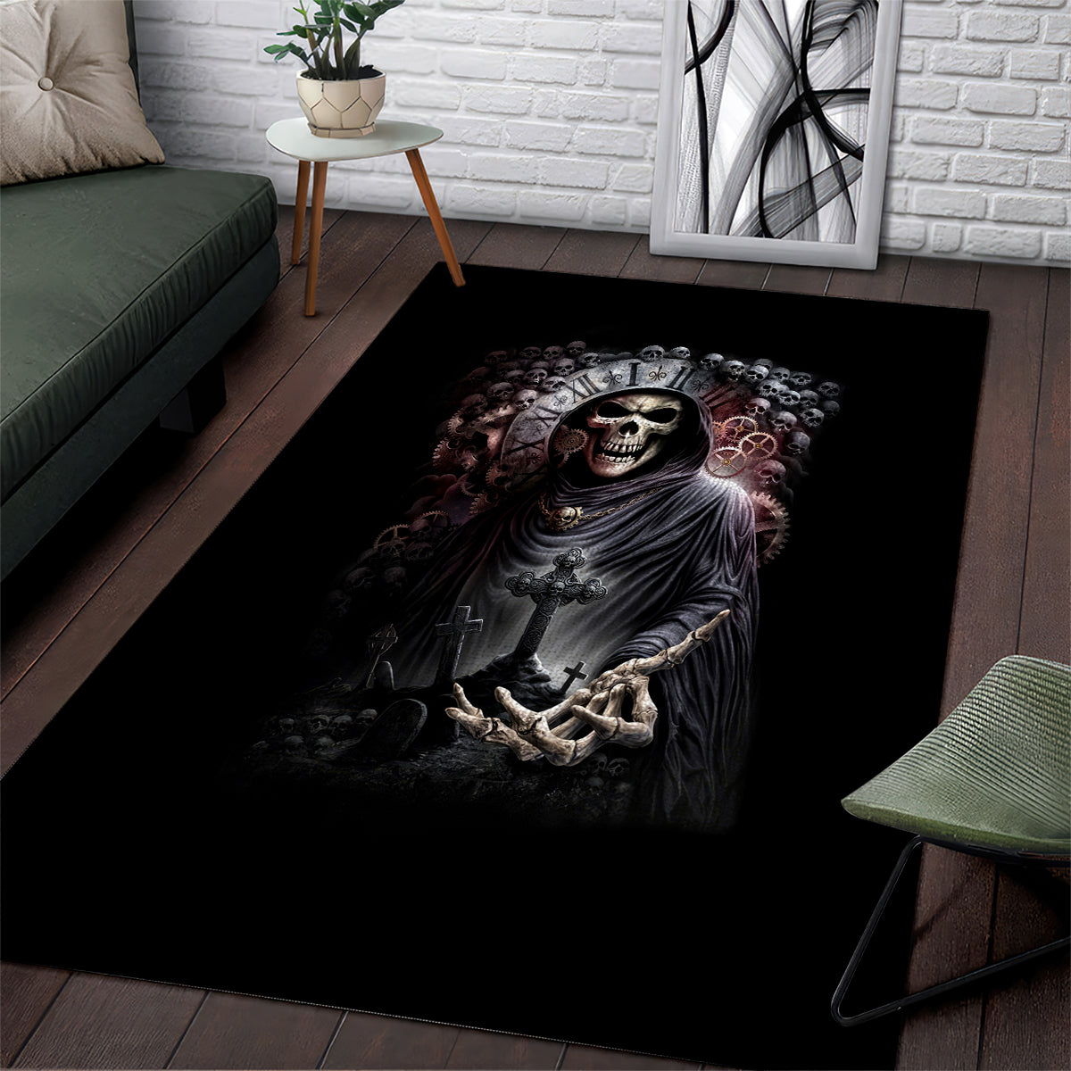 Skull Area Rug Skull Grim Time Reaper - Wonder Print Shop