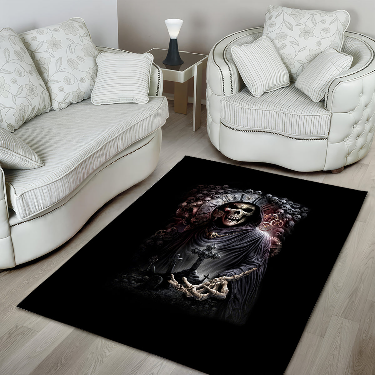 Skull Area Rug Skull Grim Time Reaper - Wonder Print Shop