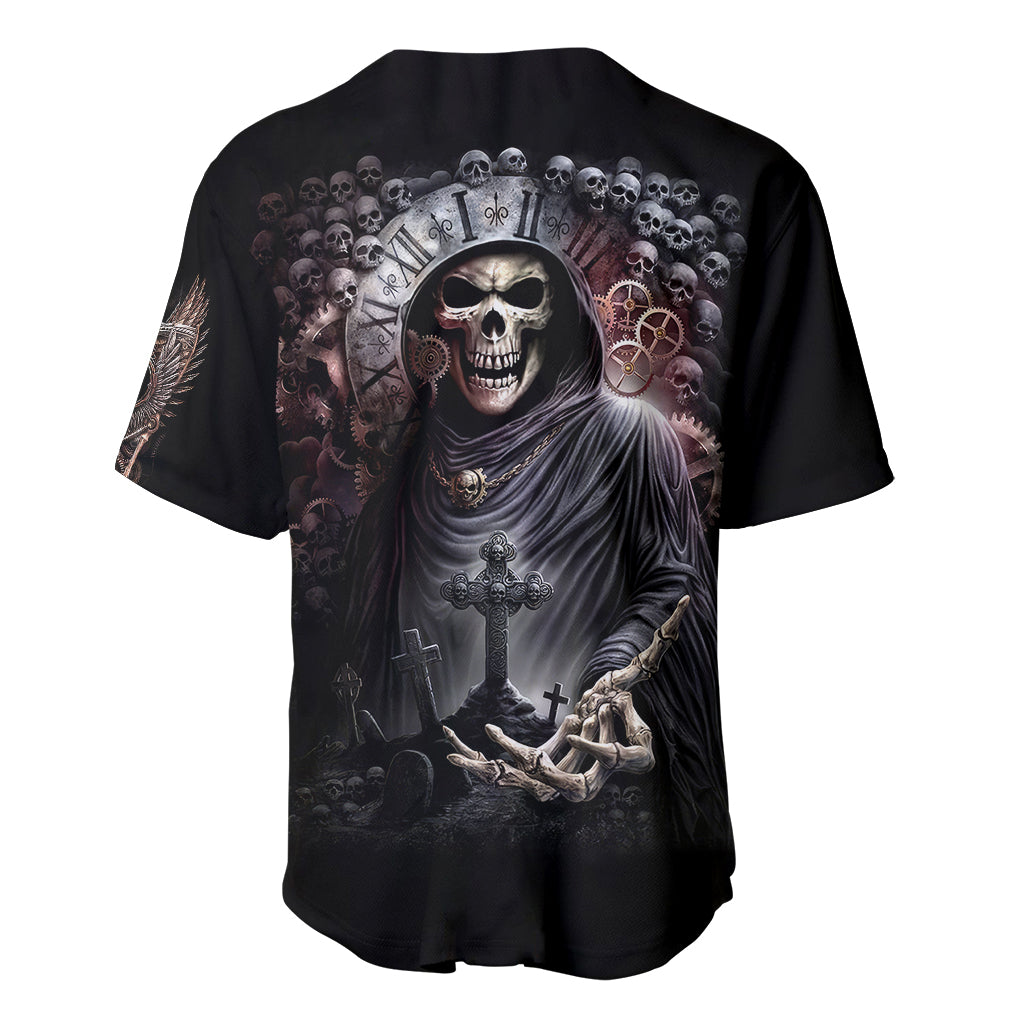 Skull Baseball Jersey Skull Grim Time Reaper - Wonder Print Shop