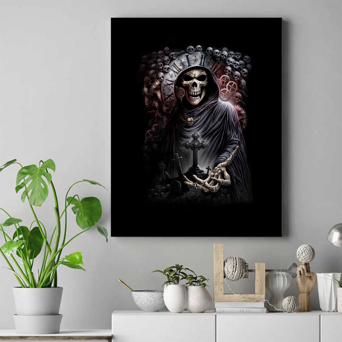Skull Canvas Wall Art Skull Grim Time Reaper - Wonder Print Shop