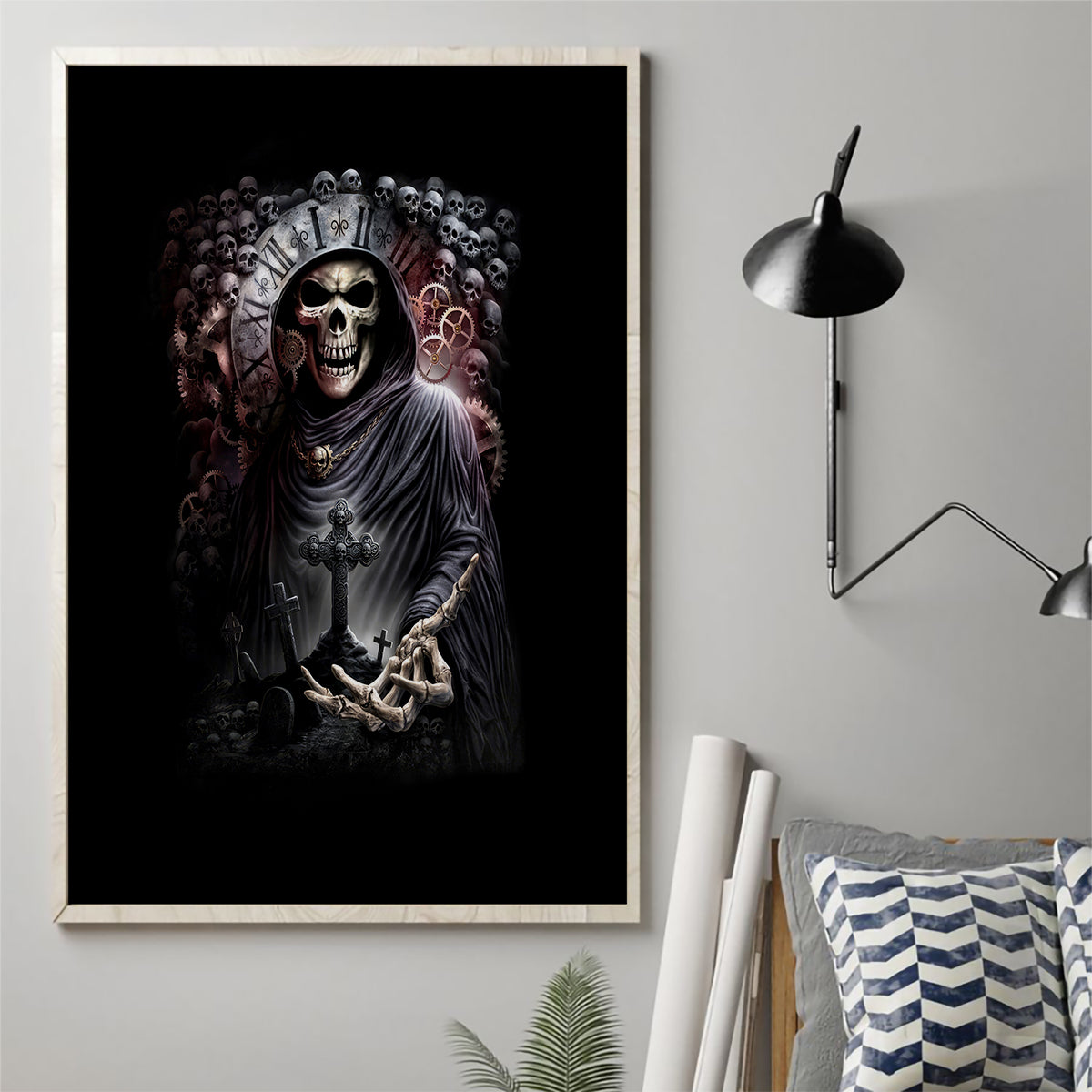 Skull Canvas Wall Art Skull Grim Time Reaper - Wonder Print Shop