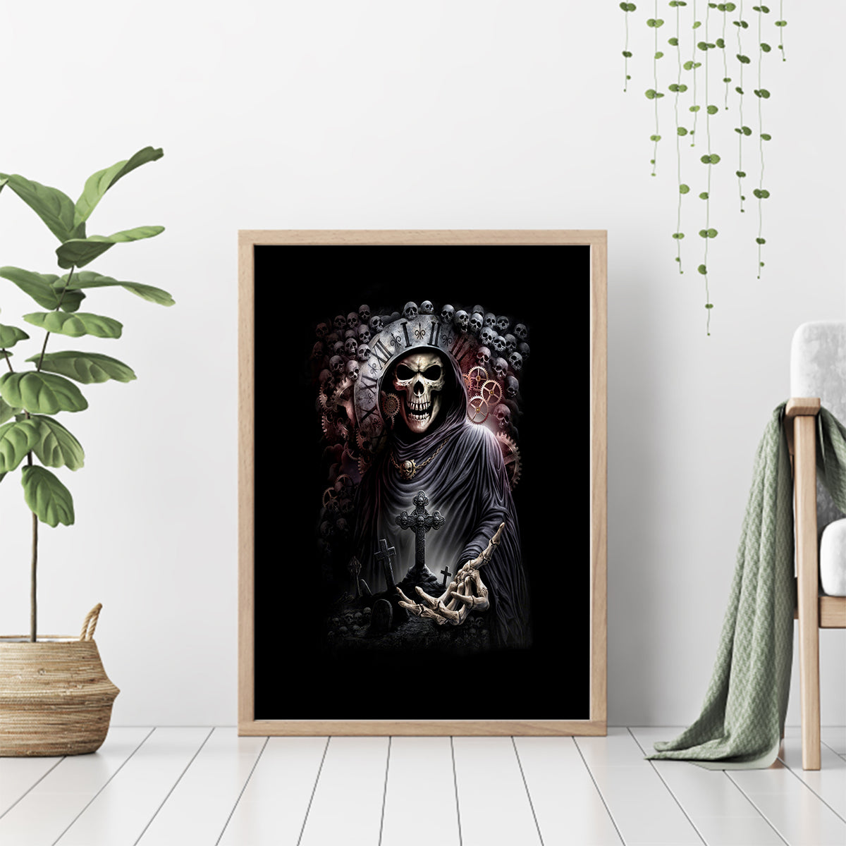 Skull Canvas Wall Art Skull Grim Time Reaper - Wonder Print Shop