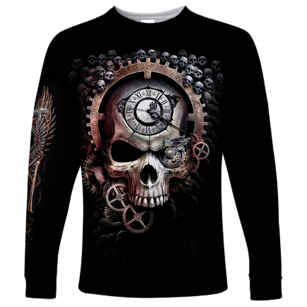 Skull Long Sleeve Shirt Skull Grim Time Reaper - Wonder Print Shop
