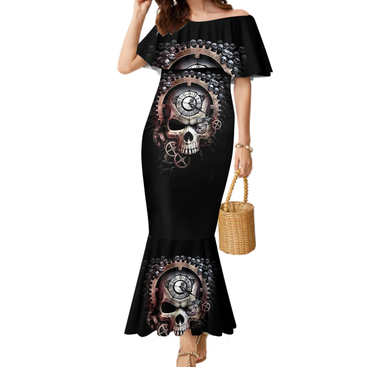 Skull Mermaid Dress Skull Grim Time Reaper - Wonder Print Shop