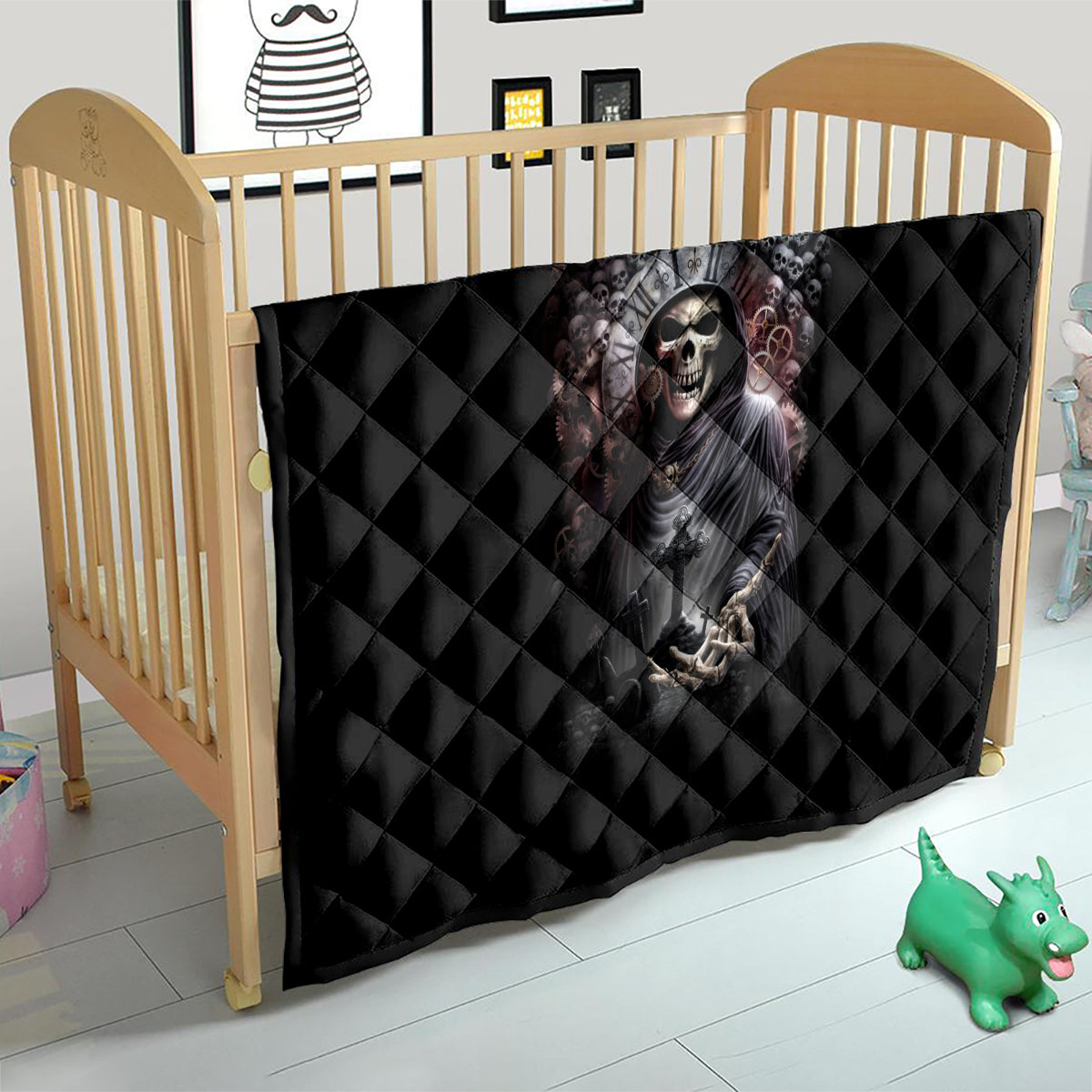 Skull Quilt Skull Grim Time Reaper - Wonder Print Shop