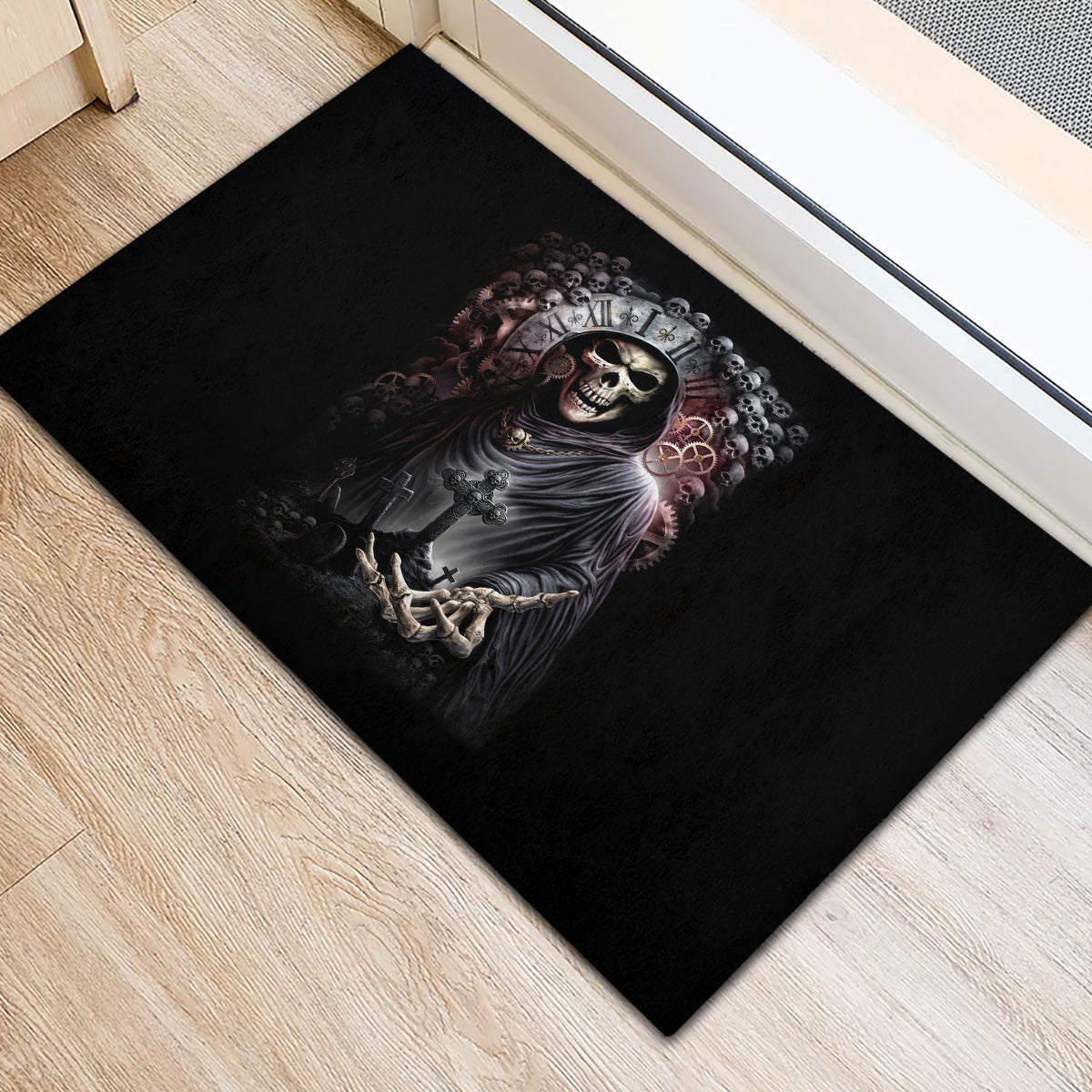 Skull Rubber Doormat Skull Grim Time Reaper - Wonder Print Shop