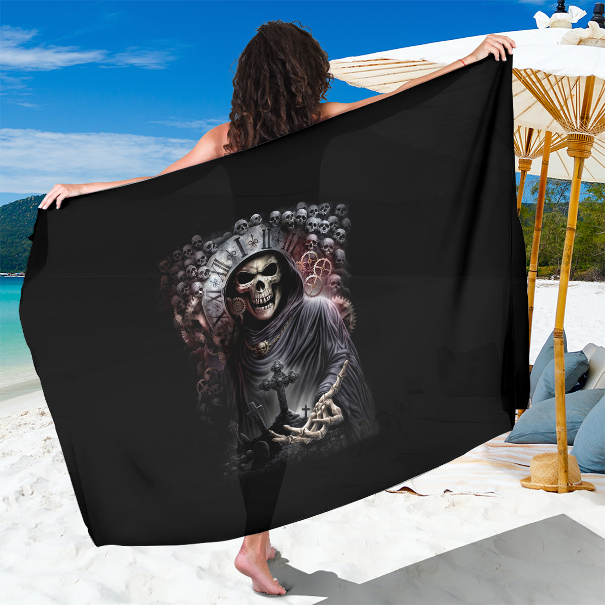 Skull Sarong Skull Grim Time Reaper - Wonder Print Shop