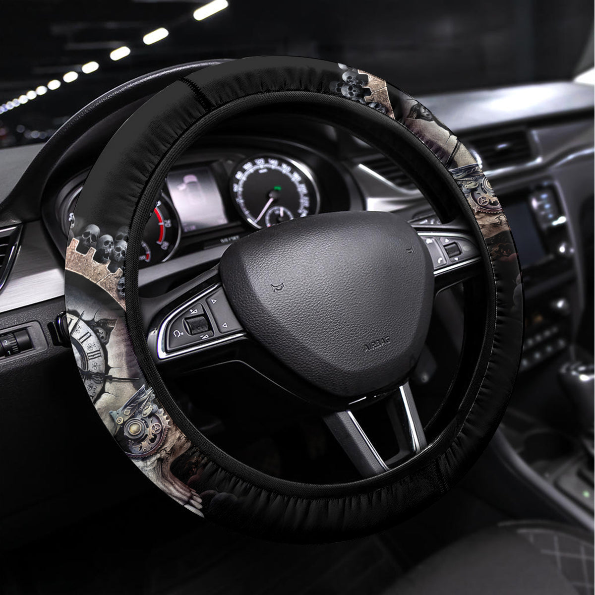 Skull Steering Wheel Cover Skull Grim Time Reaper - Wonder Print Shop