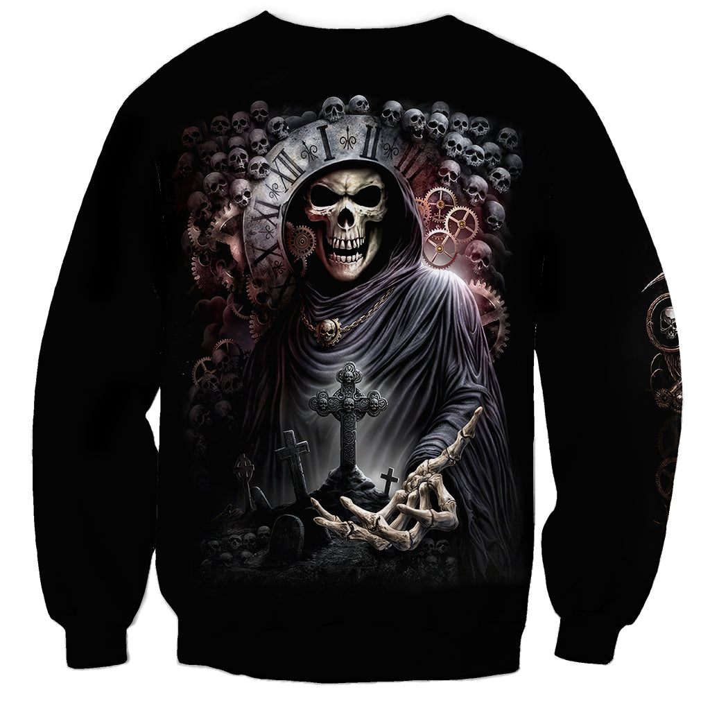 Skull Sweatshirt Skull Grim Time Reaper - Wonder Print Shop