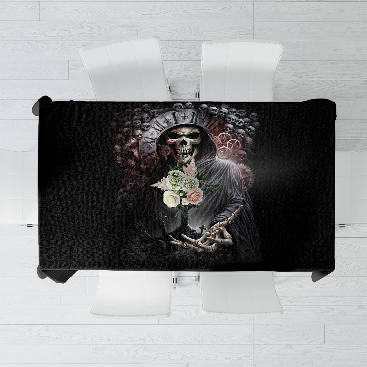 Skull Tablecloth Skull Grim Time Reaper - Wonder Print Shop