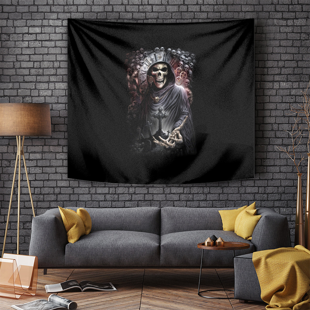 Skull Tapestry Skull Grim Time Reaper - Wonder Print Shop