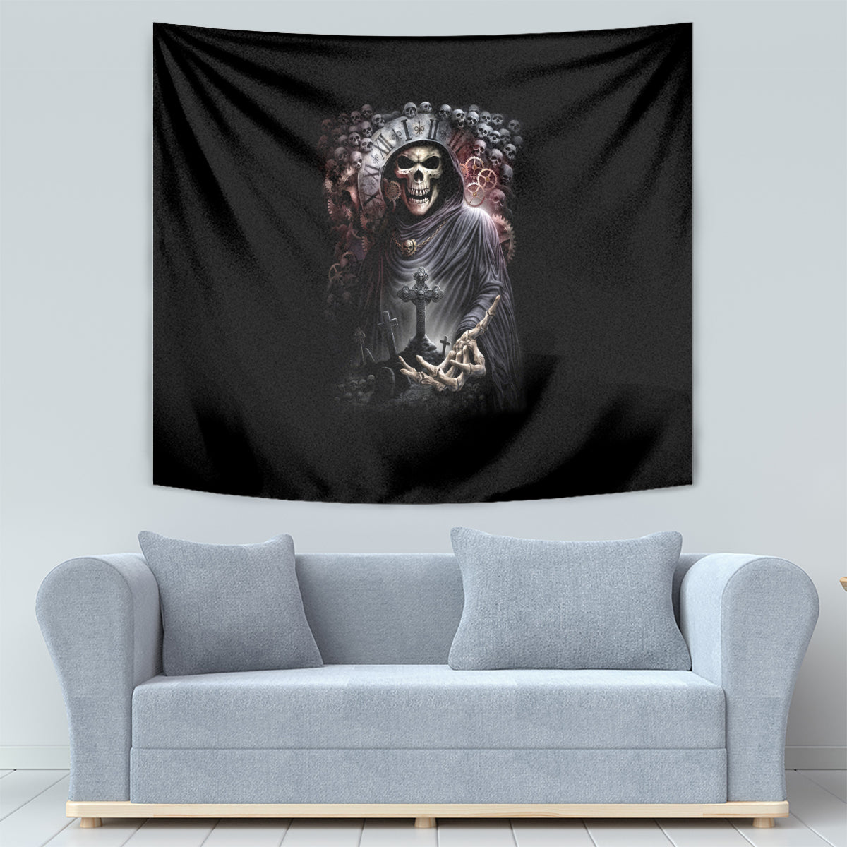 Skull Tapestry Skull Grim Time Reaper - Wonder Print Shop