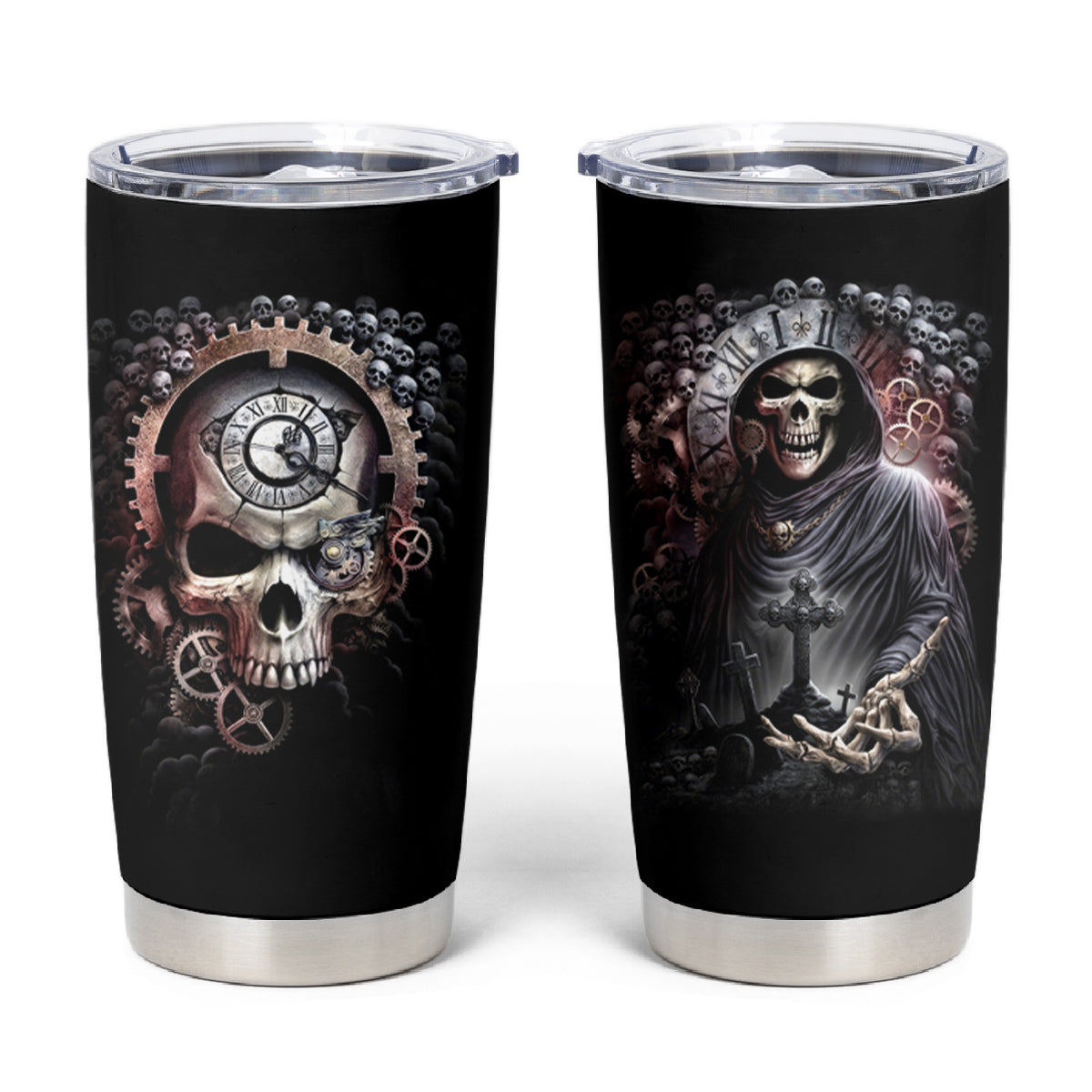 Skull Tumbler Cup Skull Grim Time Reaper - Wonder Print Shop