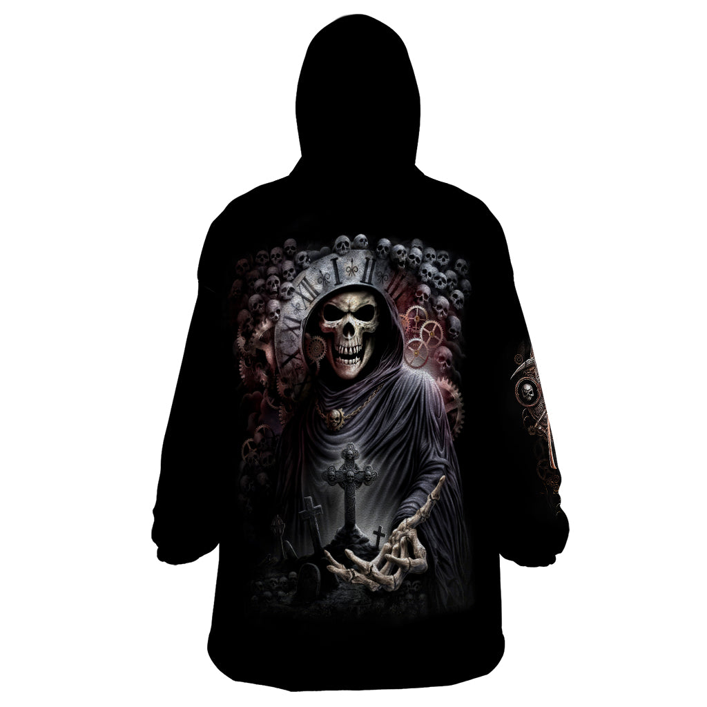 Skull Wearable Blanket Hoodie Skull Grim Time Reaper - Wonder Print Shop