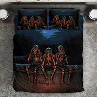 Skull Bedding Set Three Skeleton No See No Speak No Hear - Wonder Print Shop