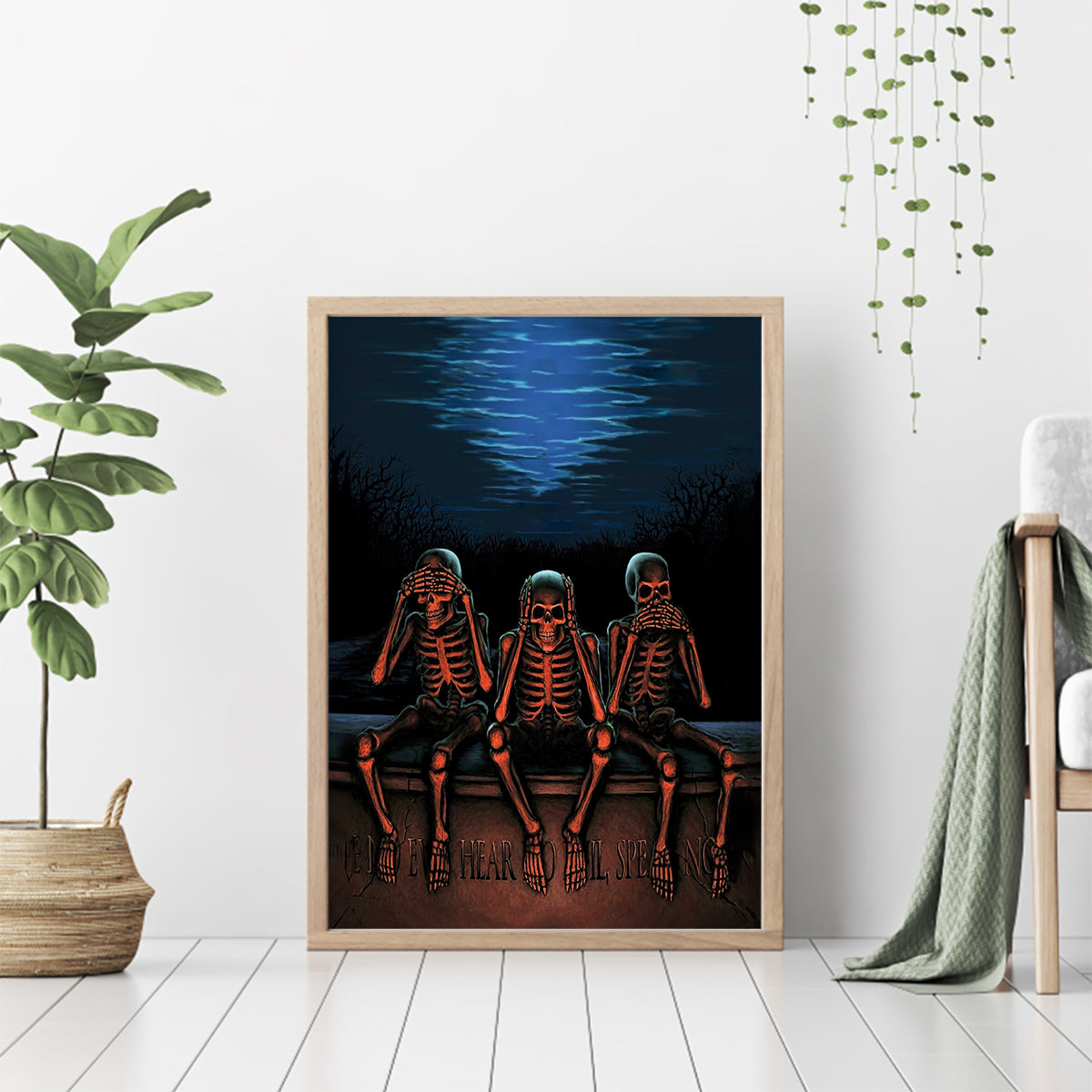 Skull Canvas Wall Art Three Skeleton No See No Speak No Hear - Wonder Print Shop
