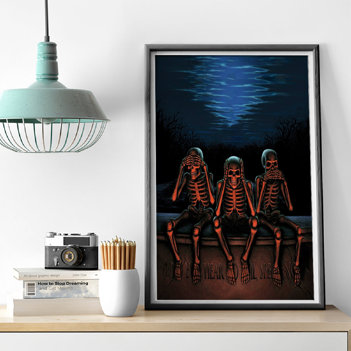 Skull Canvas Wall Art Three Skeleton No See No Speak No Hear - Wonder Print Shop