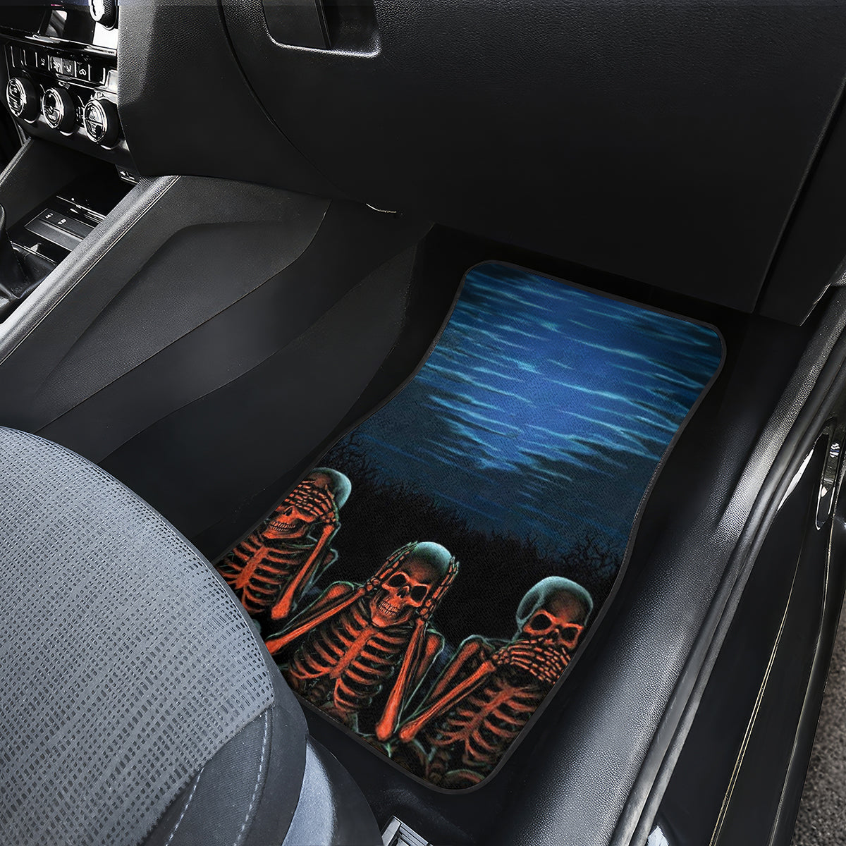 Skull Car Mats Three Skeleton No See No Speak No Hear - Wonder Print Shop