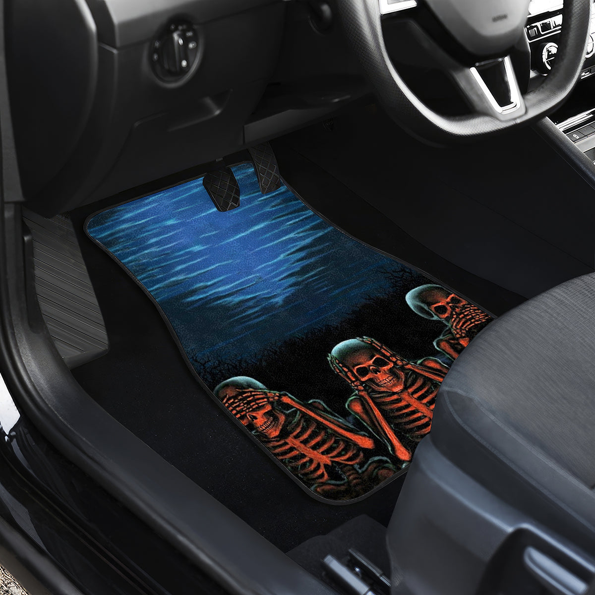 Skull Car Mats Three Skeleton No See No Speak No Hear - Wonder Print Shop
