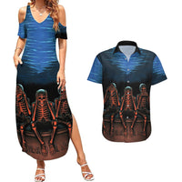Skull Couples Matching Summer Maxi Dress and Hawaiian Shirt Three Skeleton No See No Speak No Hear - Wonder Print Shop