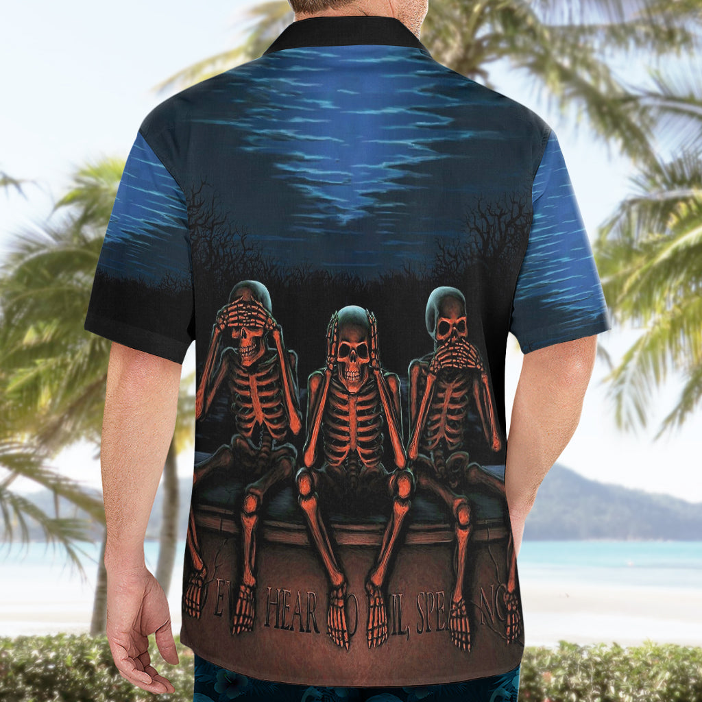 Skull Hawaiian Shirt Three Skeleton No See No Speak No Hear - Wonder Print Shop