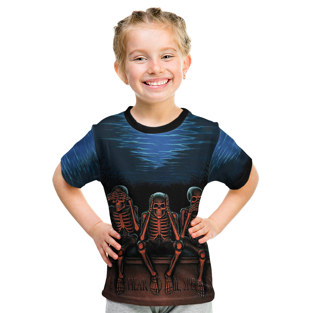 Skull Kid T Shirt Three Skeleton No See No Speak No Hear - Wonder Print Shop