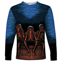Skull Long Sleeve Shirt Three Skeleton No See No Speak No Hear - Wonder Print Shop