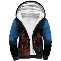 Skull Sherpa Hoodie Three Skeleton No See No Speak No Hear - Wonder Print Shop