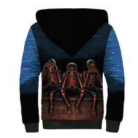 Skull Sherpa Hoodie Three Skeleton No See No Speak No Hear - Wonder Print Shop
