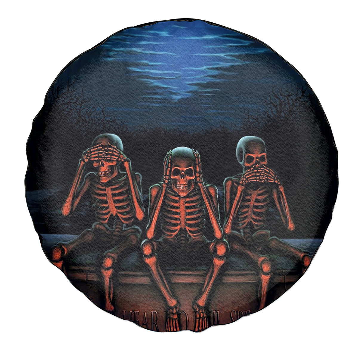 Skull Spare Tire Cover Three Skeleton No See No Speak No Hear - Wonder Print Shop