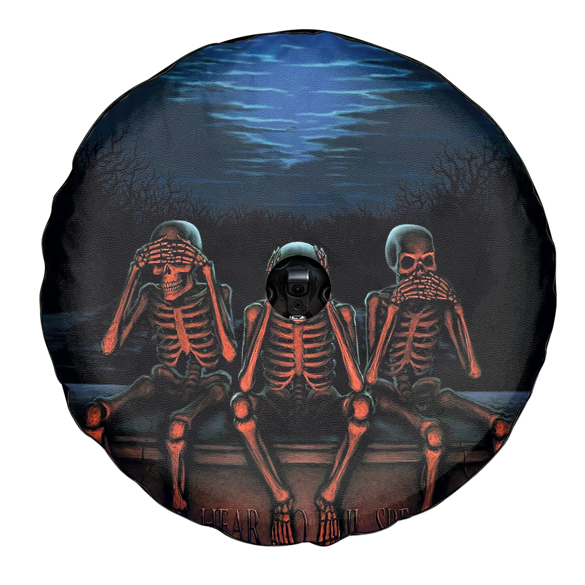 Skull Spare Tire Cover Three Skeleton No See No Speak No Hear - Wonder Print Shop