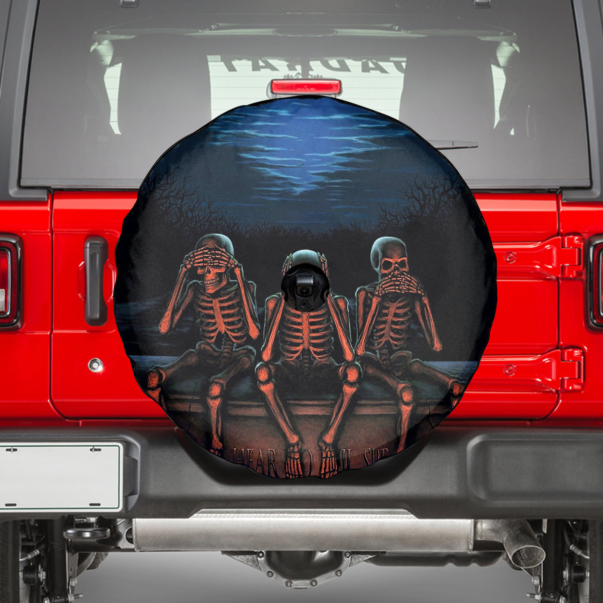 Skull Spare Tire Cover Three Skeleton No See No Speak No Hear - Wonder Print Shop