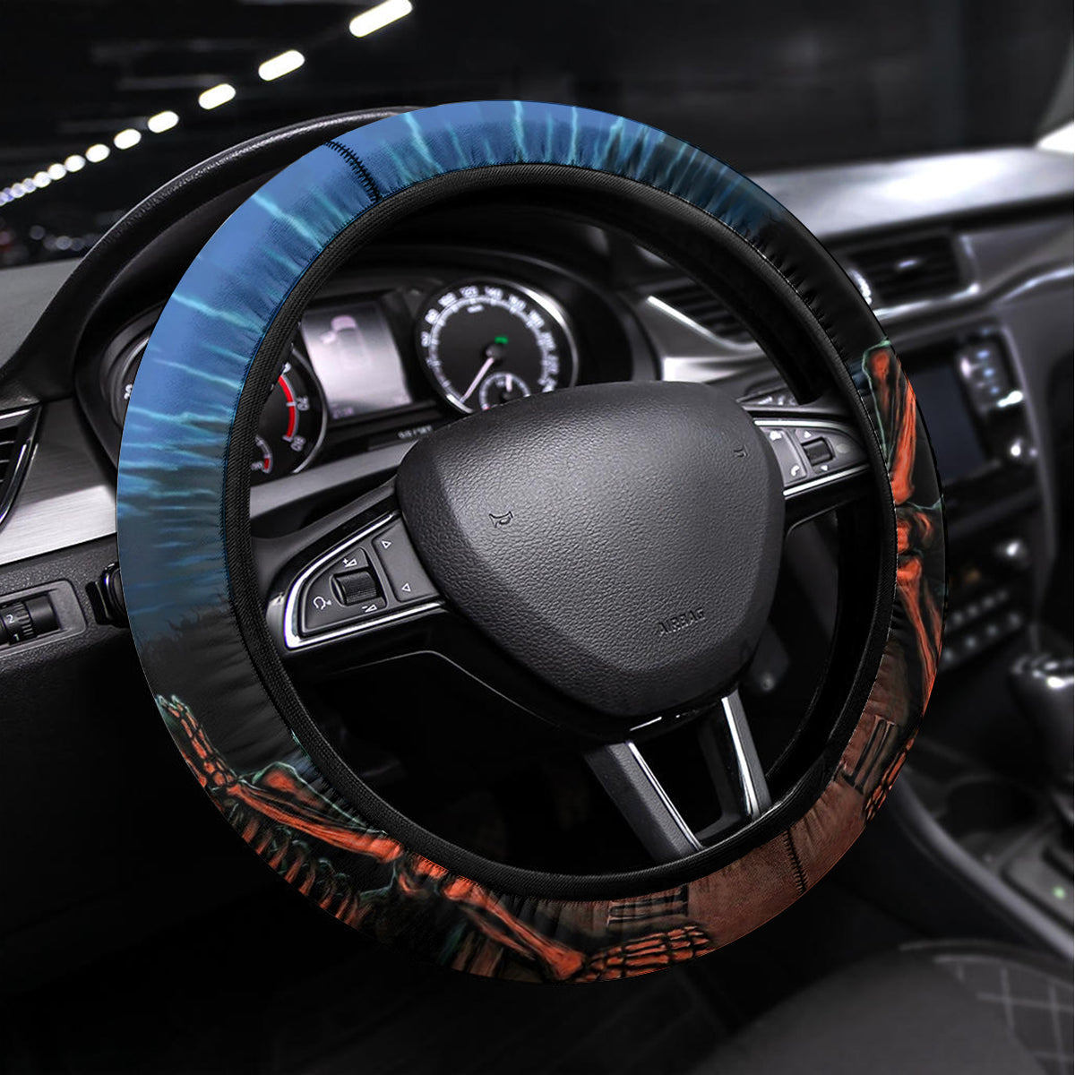 Skull Steering Wheel Cover Three Skeleton No See No Speak No Hear - Wonder Print Shop