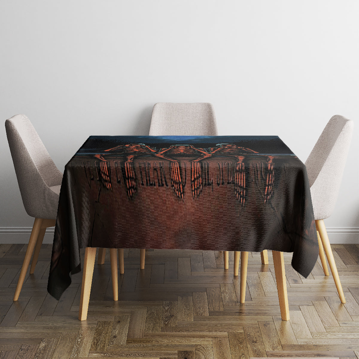 Skull Tablecloth Three Skeleton No See No Speak No Hear - Wonder Print Shop
