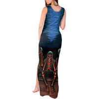 Skull Tank Maxi Dress Three Skeleton No See No Speak No Hear - Wonder Print Shop