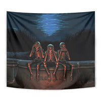 Skull Tapestry Three Skeleton No See No Speak No Hear - Wonder Print Shop