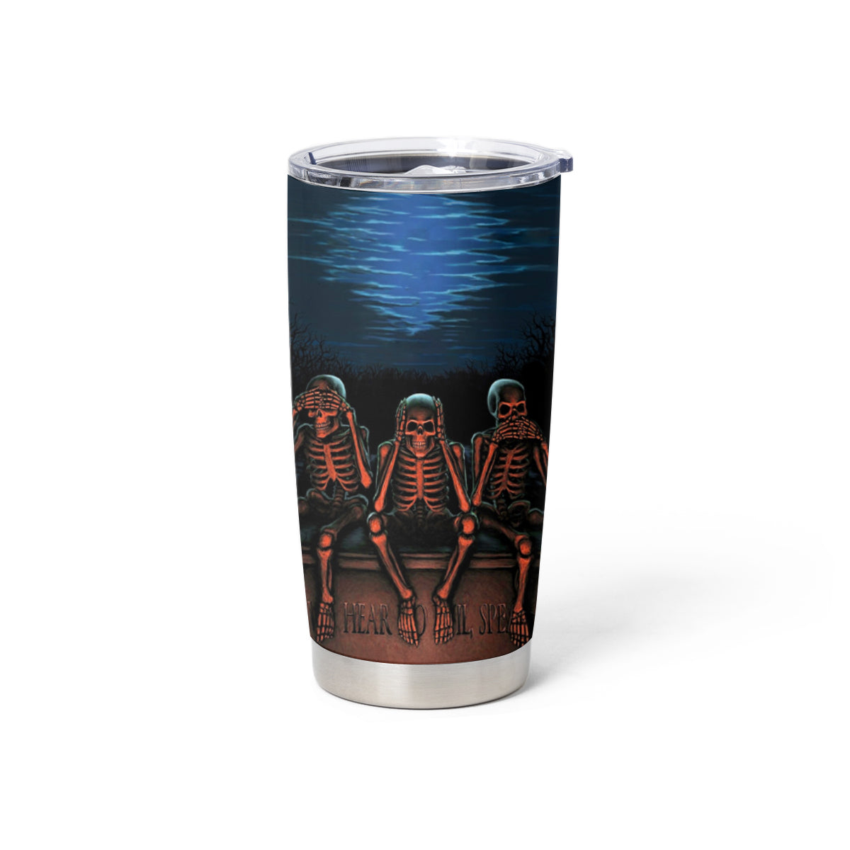 Skull Tumbler Cup Three Skeleton No See No Speak No Hear - Wonder Print Shop