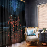 Skull Window Curtain Three Skeleton No See No Speak No Hear - Wonder Print Shop