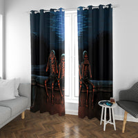 Skull Window Curtain Three Skeleton No See No Speak No Hear - Wonder Print Shop
