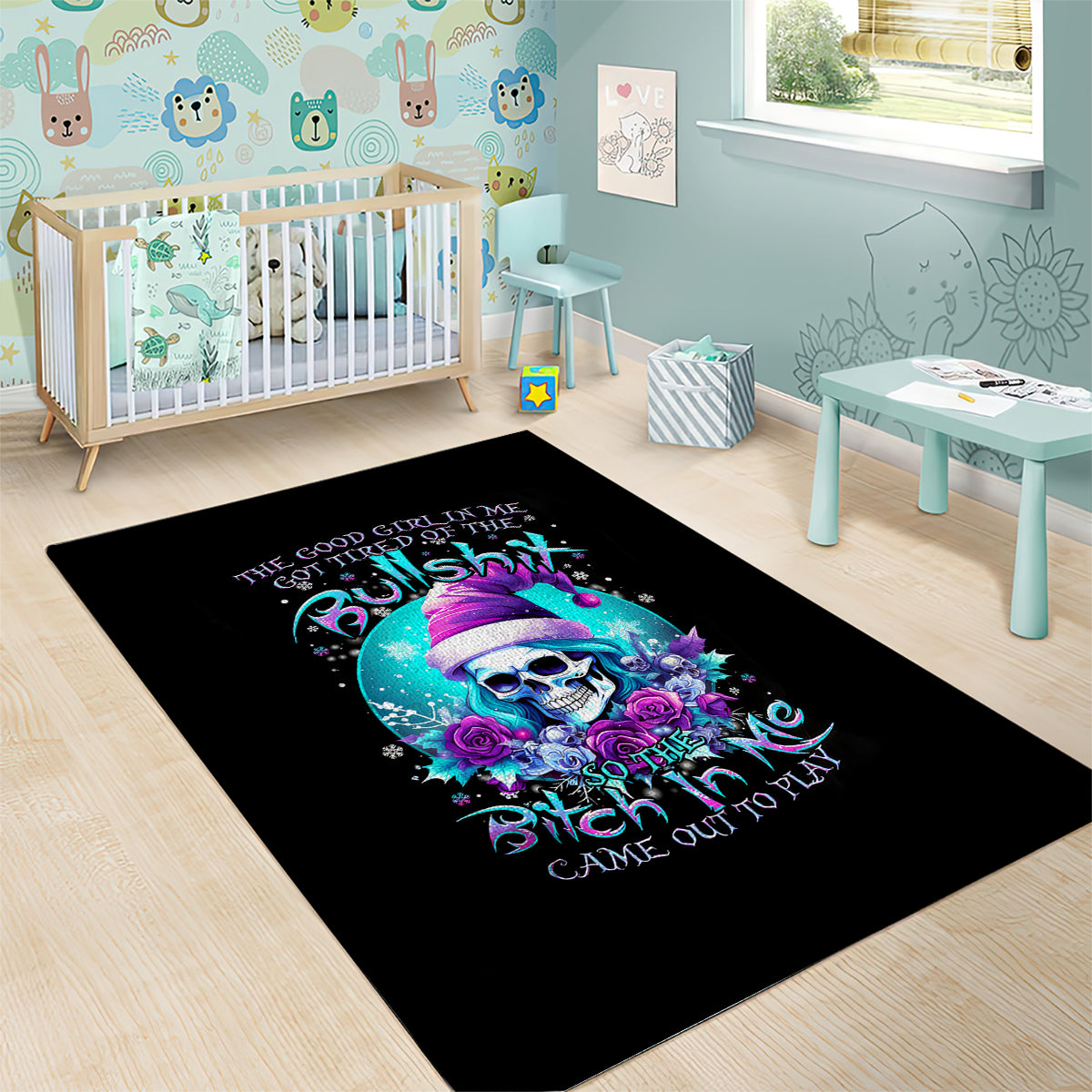 Skull Witch Santa Area Rug The Good Girl In Me Got Tired So Bitch In Me Came Out - Wonder Print Shop