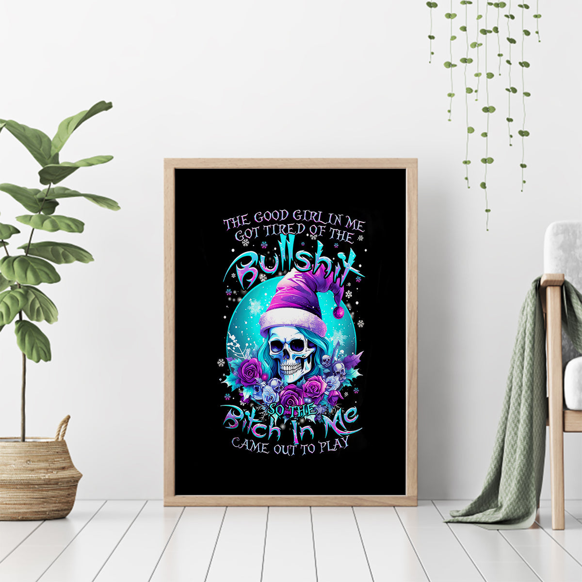 Skull Witch Santa Canvas Wall Art The Good Girl In Me Got Tired So Bitch In Me Came Out - Wonder Print Shop