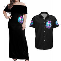 Skull Witch Santa Couples Matching Off Shoulder Maxi Dress and Hawaiian Shirt The Good Girl In Me Got Tired So Bitch In Me Came Out - Wonder Print Shop