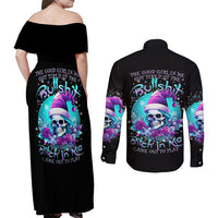 Skull Witch Santa Couples Matching Off Shoulder Maxi Dress and Long Sleeve Button Shirt The Good Girl In Me Got Tired So Bitch In Me Came Out - Wonder Print Shop