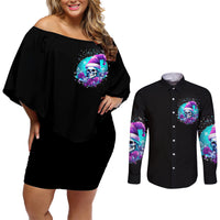 Skull Witch Santa Couples Matching Off Shoulder Short Dress and Long Sleeve Button Shirt The Good Girl In Me Got Tired So Bitch In Me Came Out - Wonder Print Shop