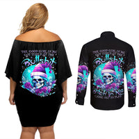 Skull Witch Santa Couples Matching Off Shoulder Short Dress and Long Sleeve Button Shirt The Good Girl In Me Got Tired So Bitch In Me Came Out - Wonder Print Shop
