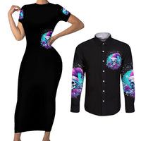 Skull Witch Santa Couples Matching Short Sleeve Bodycon Dress and Long Sleeve Button Shirt The Good Girl In Me Got Tired So Bitch In Me Came Out - Wonder Print Shop
