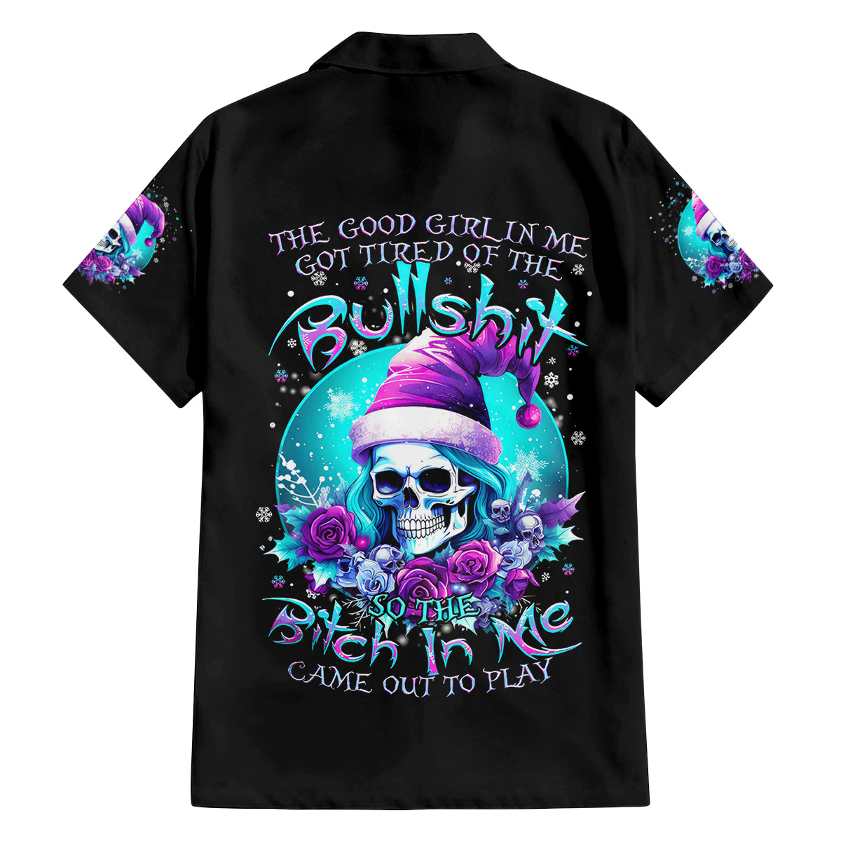 Skull Witch Santa Family Matching Long Sleeve Bodycon Dress and Hawaiian Shirt The Good Girl In Me Got Tired So Bitch In Me Came Out - Wonder Print Shop